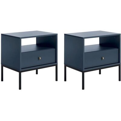Nuitstand Bogdan - 54x39x56 cm - Bleu - Lot de 2 - Publicité Nuitstand Bogdan - 54x39x56 cm - Bleu - Lot de 2 - Publicité