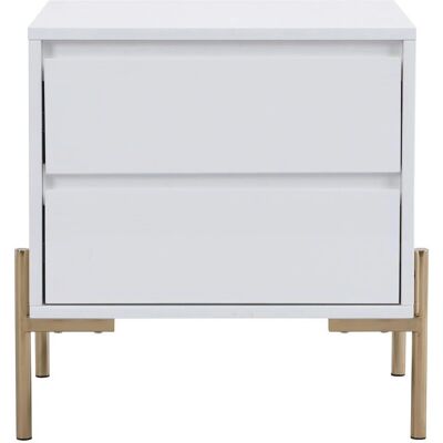 Pascal Morabito Nachttisch-Set - MDF und Metall - Weiß lackiert und Gold - Nachttisch-Set Pascal Morabito Nachttisch-Set - MDF und Metall - Weiß lackiert und Gold - Nachttisch-Set