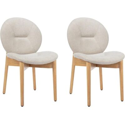 Vente-unique Lot de 2 Chaises en Tissu et Bois Beige - Mobilier d'Intérieur Vente-unique Lot de 2 Chaises en Tissu et Bois Beige - Mobilier d'Intérieur