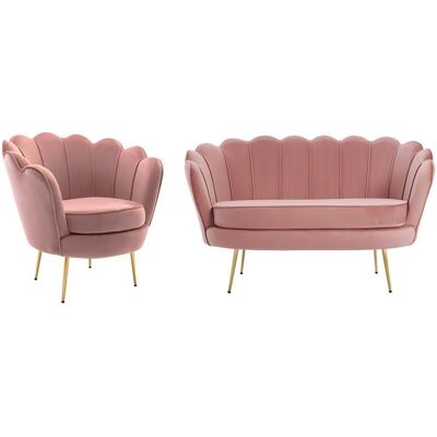 Pascal Morabito - Samtsofa & Sessel-Set - Rosa Dandelion Pascal Morabito - Samtsofa & Sessel-Set - Rosa Dandelion