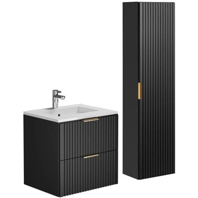 ZEVARA Black MDF Bathroom Furniture - Soft Close - 60cm ZEVARA Black MDF Bathroom Furniture - Soft Close - 60cm