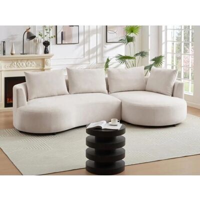Vente-unique Beiger Samtsofa mit Ecke - 5 Sitze - Rechts - Canapé d'angle droit en velours beige LOUSADO Vente-unique Beiger Samtsofa mit Ecke - 5 Sitze - Rechts - Canapé d'angle droit en velours beige LOUSADO
