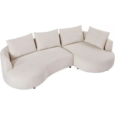 Vente-unique Zwart-Beige Fluwelen Hoekbank - 5 Zits - Rechts - Canapé d'angle beige velours LOUSADO Vente-unique Zwart-Beige Fluwelen Hoekbank - 5 Zits - Rechts - Canapé d'angle beige velours LOUSADO