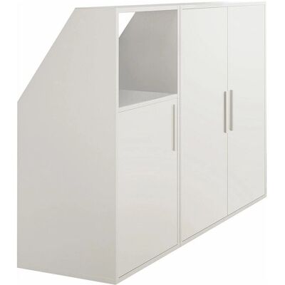 Vente-unique Meuble Bas pour Toit Incliné Blanc - 3 Portes, 1 Étagère - Éco-Responsable - Publicité Vente-unique Meuble Bas pour Toit Incliné Blanc - 3 Portes, 1 Étagère - Éco-Responsable - Publicité