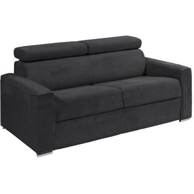 Vente-unique Canapé convertible en velours gris, 3 places - Matelas mémoire, Fabriqué en Europe - Publicité Vente-unique Canapé convertible en velours gris, 3 places - Matelas mémoire, Fabriqué en Europe - Publicité