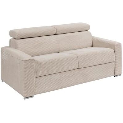 Canapé convertible beige en velours VIZIR - 4 places support 480kg - Publicité Canapé convertible beige en velours VIZIR - 4 places support 480kg - Publicité