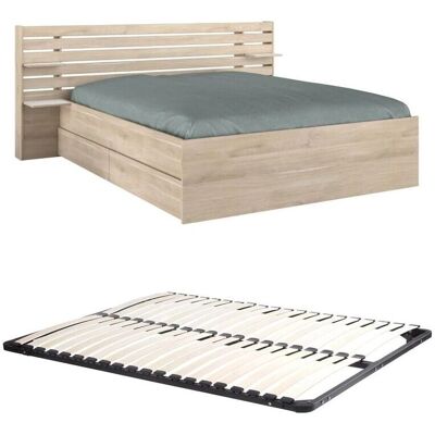 Vente-unique Bed Natural Light with Storage - 160x200 cm Vente-unique Bed Natural Light with Storage - 160x200 cm