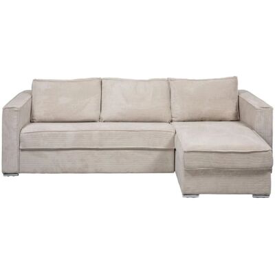 Canapé d'angle beige en velours - 140cm de large - Publicité Canapé d'angle beige en velours - 140cm de large - Publicité