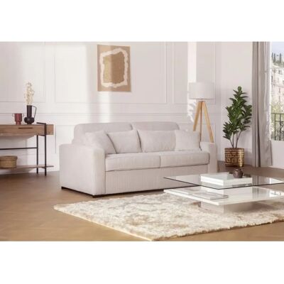 Vente-unique Canapé Convertible Velours Beige 4 Places - 160x190cm - Publicité Vente-unique Canapé Convertible Velours Beige 4 Places - 160x190cm - Publicité