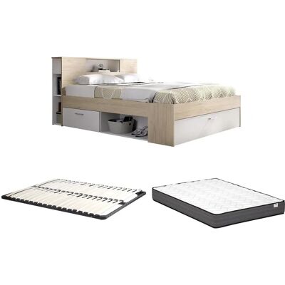Vente-unique Bed met opberghoofdbord - 160x200cm Vente-unique Bed met opberghoofdbord - 160x200cm