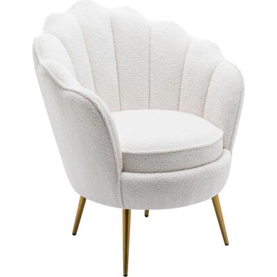 Fauteuil Bouclé Blanc en Forme de Coquille Vente-unique - Fauteuil - Publicité Fauteuil Bouclé Blanc en Forme de Coquille Vente-unique - Fauteuil - Publicité