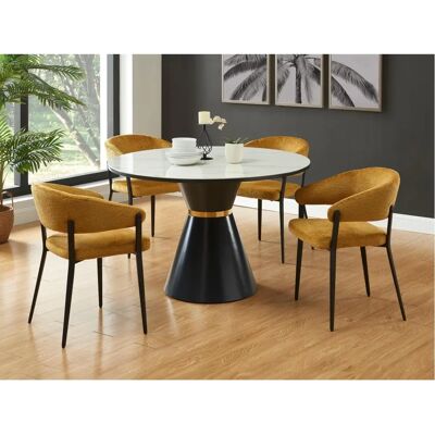 Chaises Intérieures en Tissu Contemporain Jaune Moutarde - Lot de 6 - Publicité Chaises Intérieures en Tissu Contemporain Jaune Moutarde - Lot de 6 - Publicité