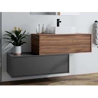 Vente-unique Ciemny i antracytowy wiszący mebel łazienkowy - 94cm Vente-unique Ciemny i antracytowy wiszący mebel łazienkowy - 94cm