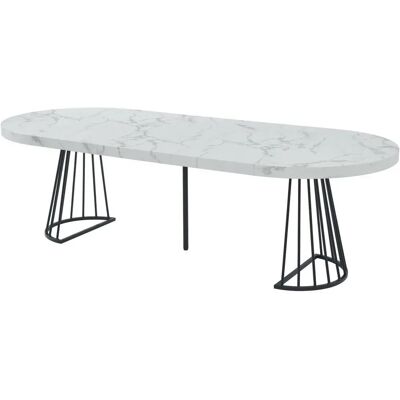 Vente-unique Uitklapbare Eettafel - MDF Staal Marmerlook Vente-unique Uitklapbare Eettafel - MDF Staal Marmerlook