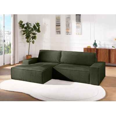 Unique Amelia Linkes Ecksofa mit Stauraum - Texturiertes Grünstoffbezug Unique Amelia Linkes Ecksofa mit Stauraum - Texturiertes Grünstoffbezug