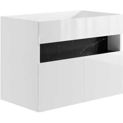 Vente-unique Meuble salle de bain LED Blanc Noir - 80cm - Publicité Vente-unique Meuble salle de bain LED Blanc Noir - 80cm - Publicité