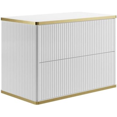Szafka łazienkowa na ścianę Keliza - 2 szuflady - MDF - Biała - 80cm Szafka łazienkowa na ścianę Keliza - 2 szuflady - MDF - Biała - 80cm