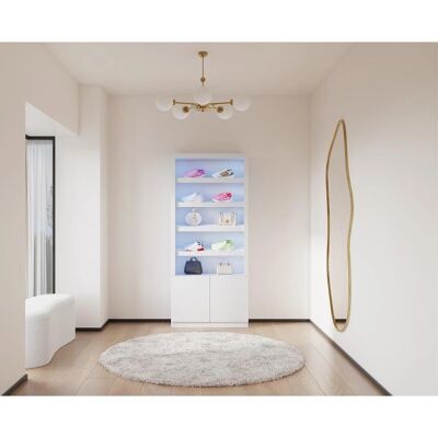 Vente-unique Armoire à chaussures blanche avec LED - Meuble de rangement - Publicité Vente-unique Armoire à chaussures blanche avec LED - Meuble de rangement - Publicité
