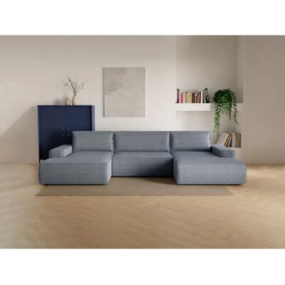 Canapé d'angle bleu avec couchage - Tissu texturé, 354x167x85cm - Publicité Canapé d'angle bleu avec couchage - Tissu texturé, 354x167x85cm - Publicité