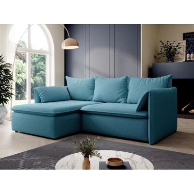 Canapé d'angle gauche convertible en lit Teodora - Tissu Bleu Texturé - Publicité Canapé d'angle gauche convertible en lit Teodora - Tissu Bleu Texturé - Publicité