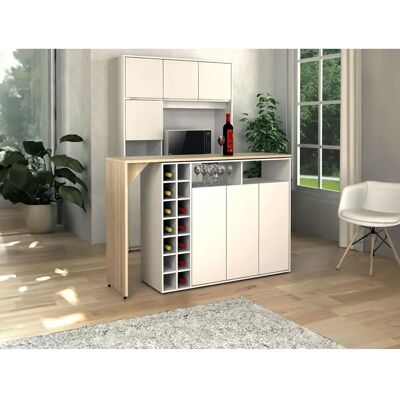 Vente-unique Vinalo Armário de Bar Giratório - Natural & Branco - 213.4x39.5x94.3 Cm Vente-unique Vinalo Armário de Bar Giratório - Natural & Branco - 213.4x39.5x94.3 Cm