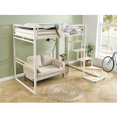JOGUI Metaal stapelbed - 140x200cm, Omkeerbare ladder, 2 plaatsen JOGUI Metaal stapelbed - 140x200cm, Omkeerbare ladder, 2 plaatsen