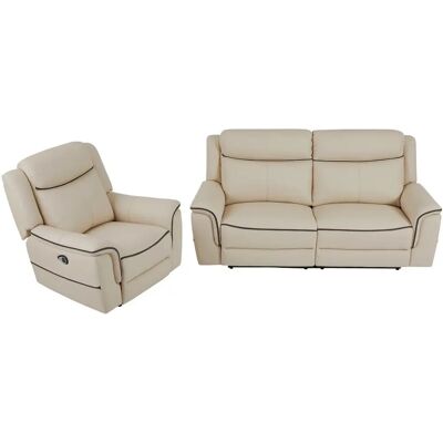 Canapé et fauteuil relax électrique Beige ADELIO Canapé et fauteuil relax électrique Beige ADELIO