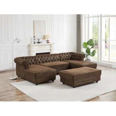 Vente-Unique Canapé d'angle Chesterfield en microfibre - Publicité Vente-Unique Canapé d'angle Chesterfield en microfibre - Publicité