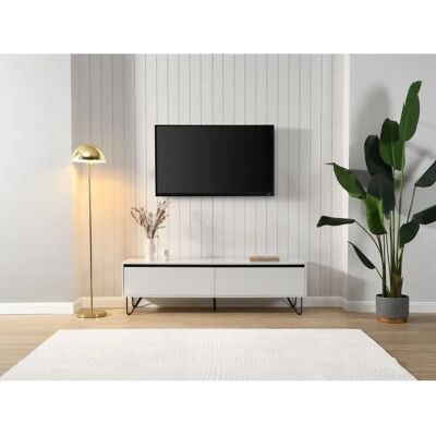 Pascal Morabito - Elegantes MDF TV-Möbel - Weiß & Schwarz - 160cm Pascal Morabito - Elegantes MDF TV-Möbel - Weiß & Schwarz - 160cm