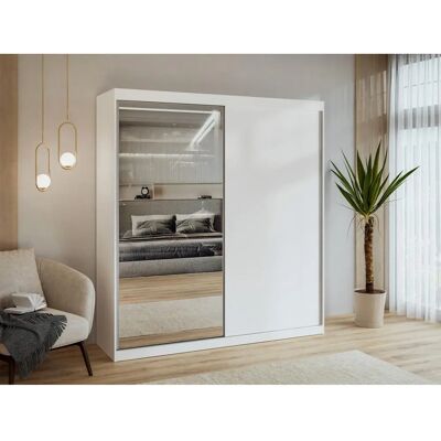 Vente-unique Model Ochira - Mirror, Sliding Doors, 11 Shelves - Wardrobe Vente-unique Model Ochira - Mirror, Sliding Doors, 11 Shelves - Wardrobe