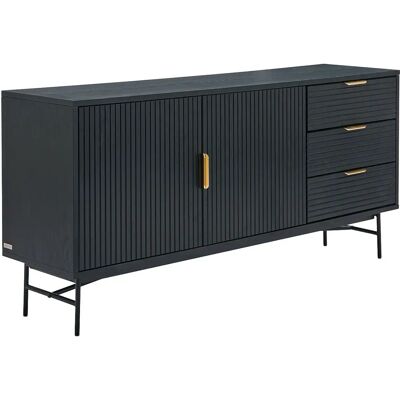 Buffet Siriola - Style contemporain, MDF et métal, 2 portes 3 tiroirs, 160x40x75cm - Publicité Buffet Siriola - Style contemporain, MDF et métal, 2 portes 3 tiroirs, 160x40x75cm - Publicité