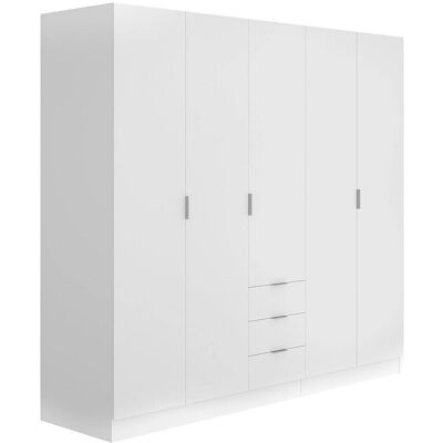 Armoire Blanche 5 Portes Vente-unique - Rangement vêtements - Publicité Armoire Blanche 5 Portes Vente-unique - Rangement vêtements - Publicité