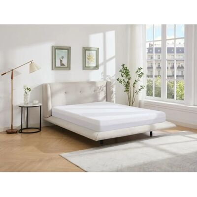 Lit Beige PENAVI 140x190cm - Style Contemporain avec Tête de Lit - Publicité Lit Beige PENAVI 140x190cm - Style Contemporain avec Tête de Lit - Publicité
