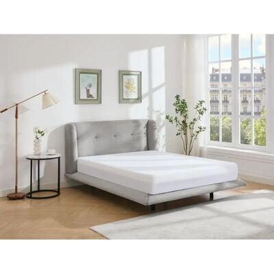 Lit PENAVI avec tête de lit capitonnée - 160x200 - Gris - Publicité Lit PENAVI avec tête de lit capitonnée - 160x200 - Gris - Publicité