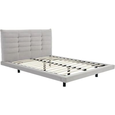 Lit gris 180x200 cm avec tête capitonnée - Sans matelas - Publicité Lit gris 180x200 cm avec tête capitonnée - Sans matelas - Publicité