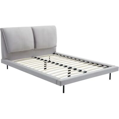 Lit Velours Gris IBEDIA 160x200 - Style Contemporain Lit Velours Gris IBEDIA 160x200 - Style Contemporain