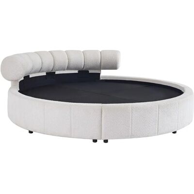Vente-unique Rundbett 220x220cm - Bouclé Stoff - Weiß - Bett Vente-unique Rundbett 220x220cm - Bouclé Stoff - Weiß - Bett