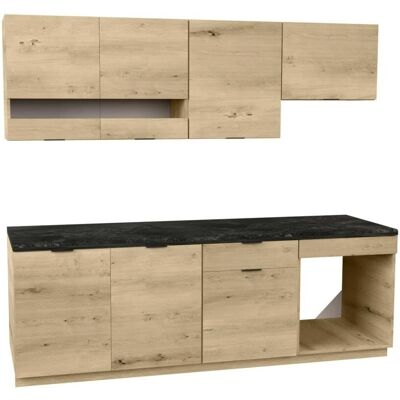 Ensemble Cuisine Vente-unique Carmeo - 200cm, 6 meubles, Anthracite & Naturel Clair - Publicité Ensemble Cuisine Vente-unique Carmeo - 200cm, 6 meubles, Anthracite & Naturel Clair - Publicité
