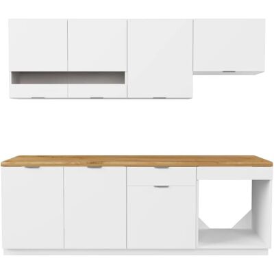 Vente-unique Cuisine complète Carmeo 200cm 6 meubles Blanc Naturel - Cuisine - Publicité Vente-unique Cuisine complète Carmeo 200cm 6 meubles Blanc Naturel - Cuisine - Publicité