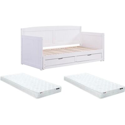 Vente-unique Wit stapelbed met laden - 90x190/180x190 cm Vente-unique Wit stapelbed met laden - 90x190/180x190 cm
