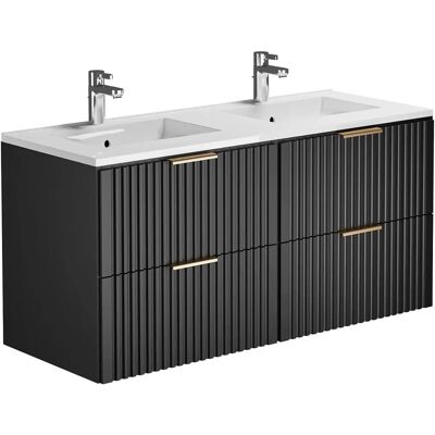 Meuble de salle de bain suspendu strié - Noir - 120cm Meuble de salle de bain suspendu strié - Noir - 120cm