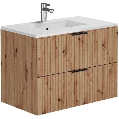 Meuble de salle de bain ZEVARA - Naturel clair - 80 cm - Suspended MDF Meuble de salle de bain ZEVARA - Naturel clair - 80 cm - Suspended MDF