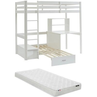 Vente-unique Hochbett 90x200cm mit Schreibtisch, Sofa, Stauraum Vente-unique Hochbett 90x200cm mit Schreibtisch, Sofa, Stauraum