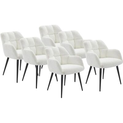 PASCAL MORABITO Set van 6 Witte Fluwelen Stoelen - Eetkamerstoel PASCAL MORABITO Set van 6 Witte Fluwelen Stoelen - Eetkamerstoel