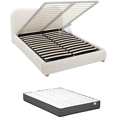 Vente-unique Lit Vanari avec Rangement - 140x190cm - Publicité Vente-unique Lit Vanari avec Rangement - 140x190cm - Publicité