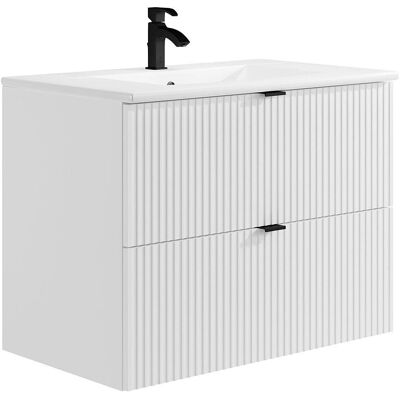 ZEVINI Weiß Wandmontiertes Badezimmermöbel - 80cm - Minimalistischer Stil ZEVINI Weiß Wandmontiertes Badezimmermöbel - 80cm - Minimalistischer Stil