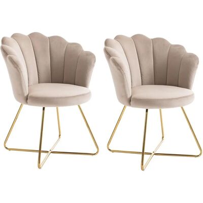 FIORI II Samt- und Metallstuhl - Beige - Stuhl FIORI II Samt- und Metallstuhl - Beige - Stuhl