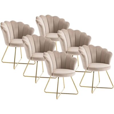 Vente-unique Chaises FIORI Beige et Métal - Lot de 6 Vente-unique Chaises FIORI Beige et Métal - Lot de 6
