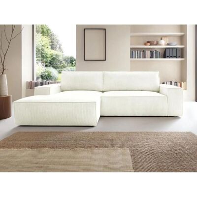 Vente-unique Weißes Samt-Ecksofa mit Bettfunktion Vente-unique Weißes Samt-Ecksofa mit Bettfunktion