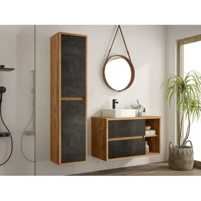 Meuble de salle de bain suspendu Tikitiki avec lavabo et colonne - 100cm - Publicité Meuble de salle de bain suspendu Tikitiki avec lavabo et colonne - 100cm - Publicité